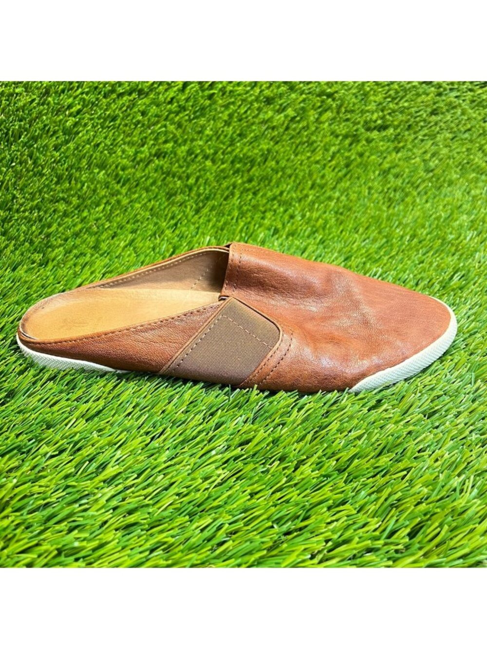 Frye Melanie Womens Size 7 Brown Casual Leather Slip On‎ Mules Flats Shoes